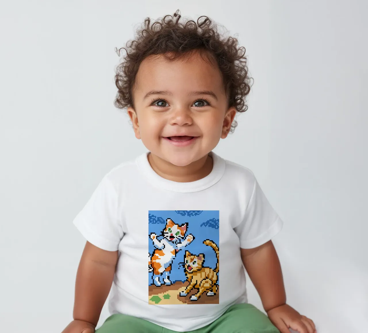Two Cats Playing baby t-shirt by DOG AND CAT