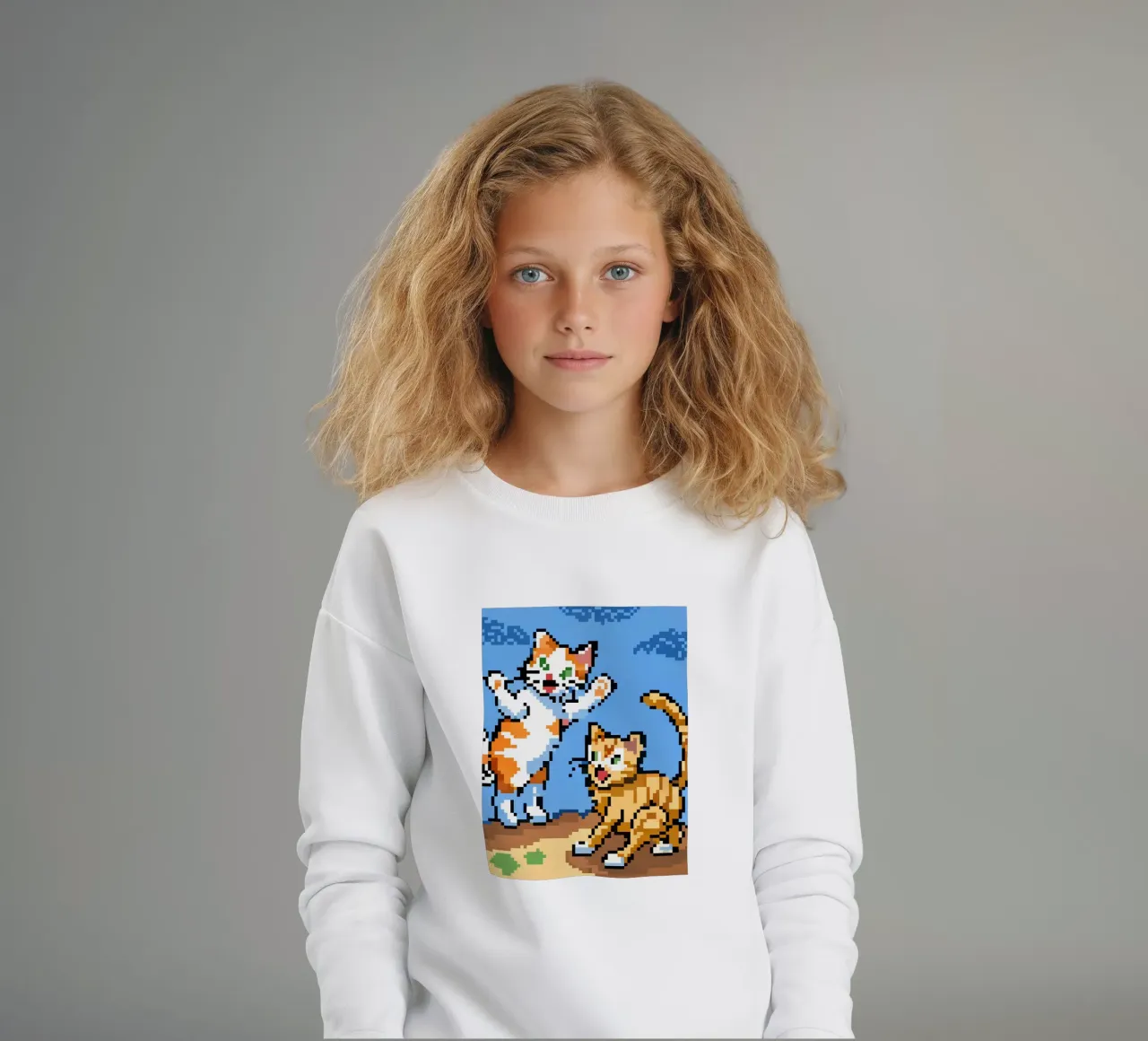 Two Cats Playing kids sweatshirt by DOG AND CAT