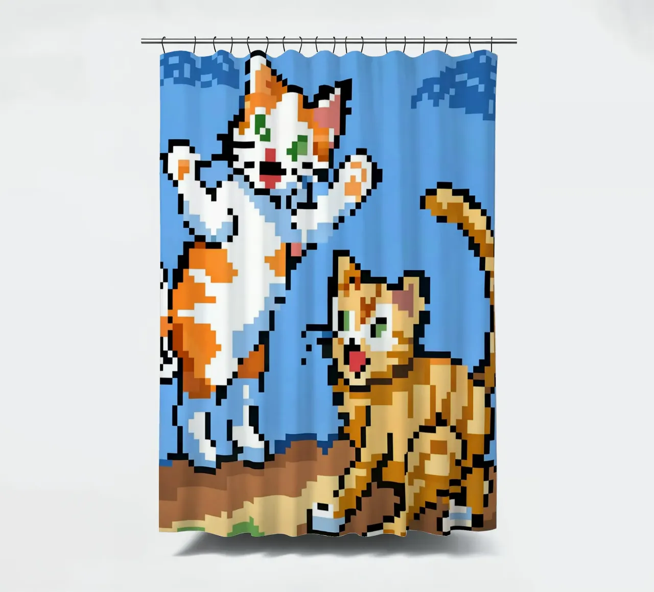 Two Cats Playing shower curtain by DOG AND CAT