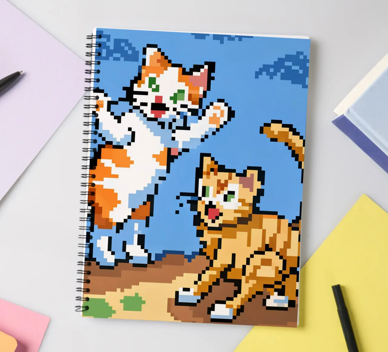 Two Cats Playing spiral notebook by DOG AND CAT