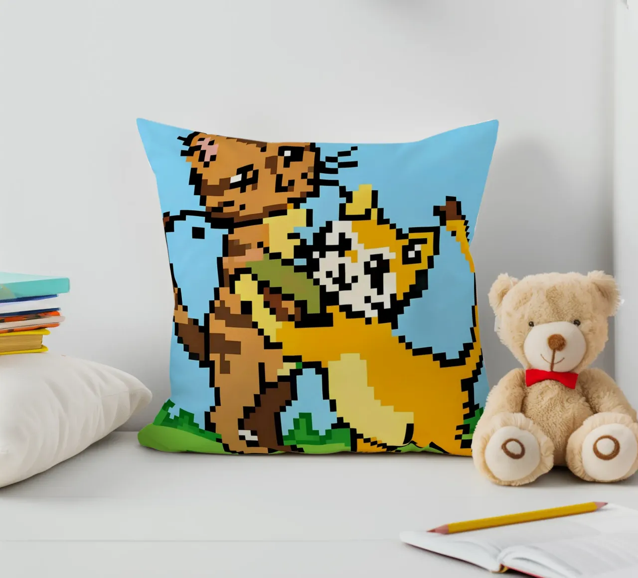 Two Cats Playing decorative cushion by DOG AND CAT