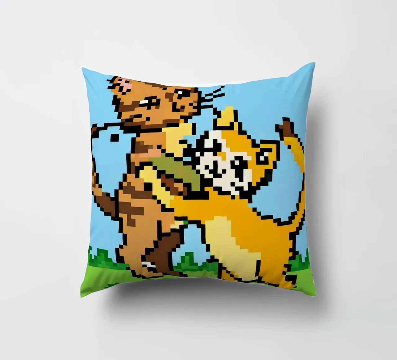 Two Cats Playing decorative cushion by DOG AND CAT