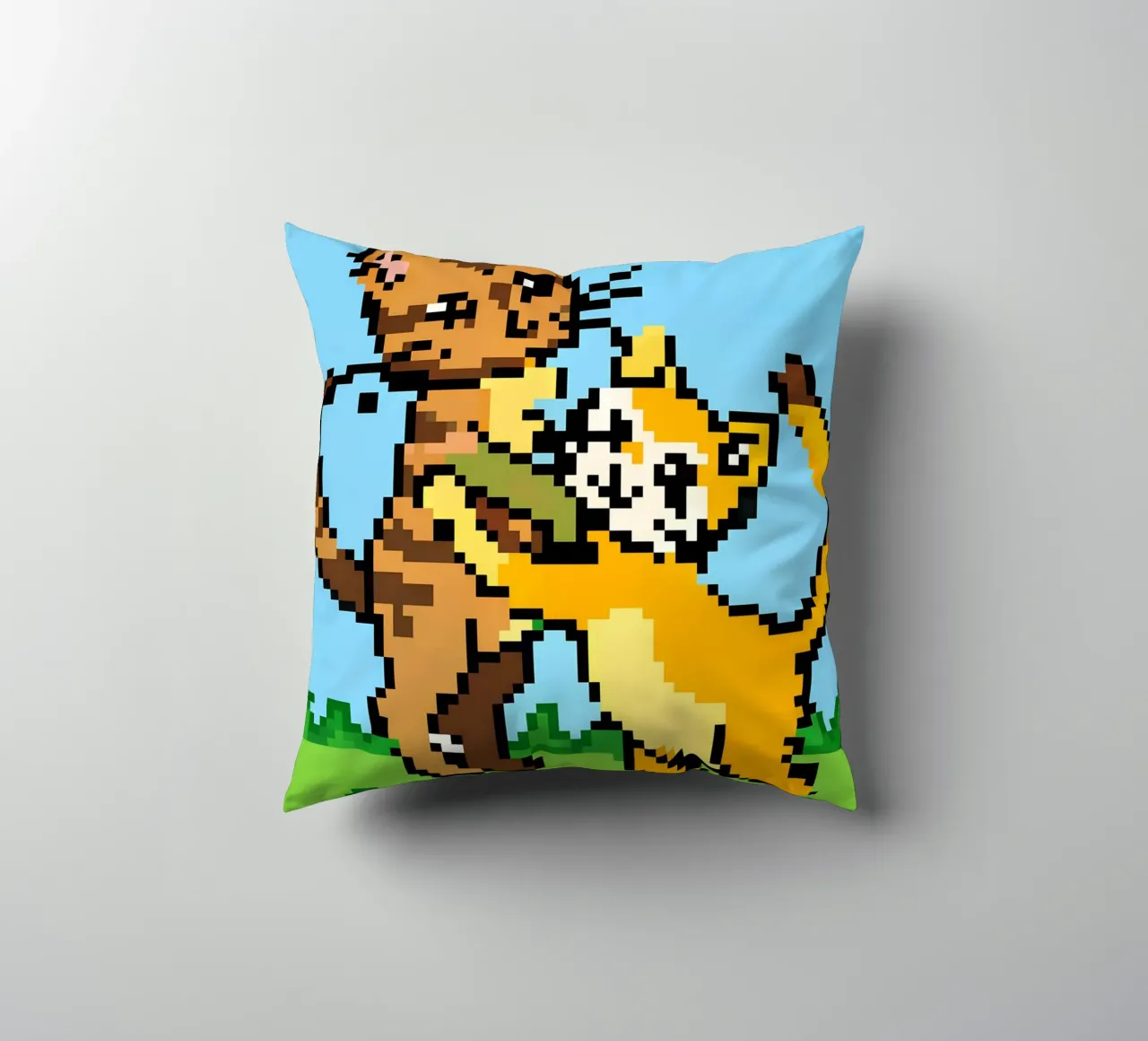 Two Cats Playing decorative cushion by DOG AND CAT