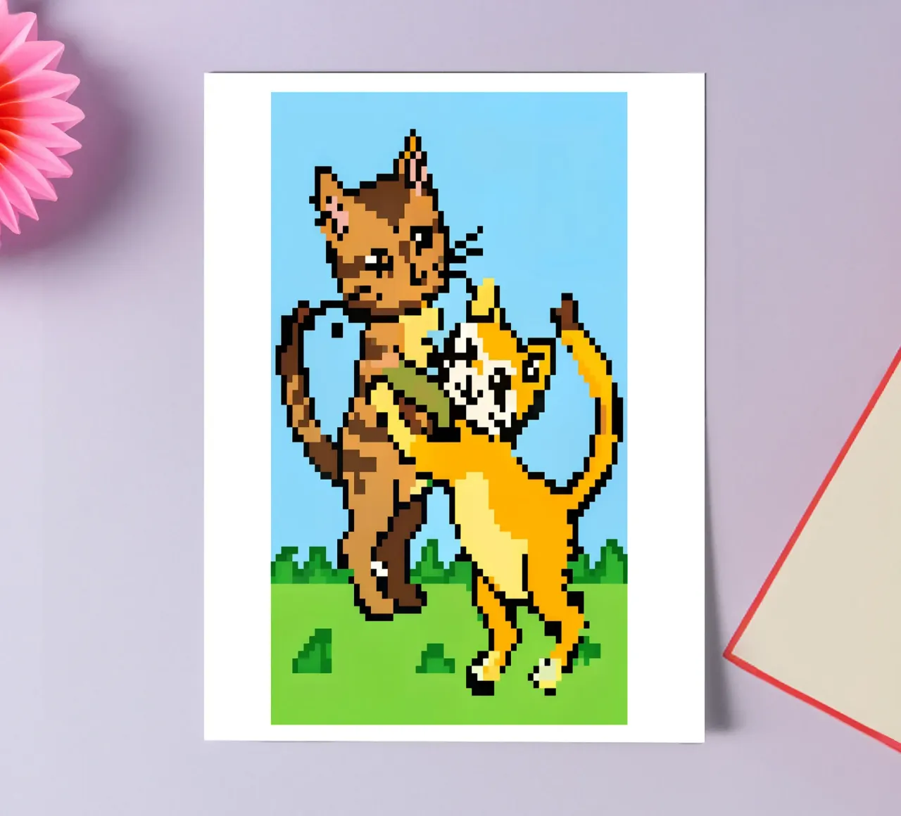 Twee spelende katten stickervel van DOG AND CAT