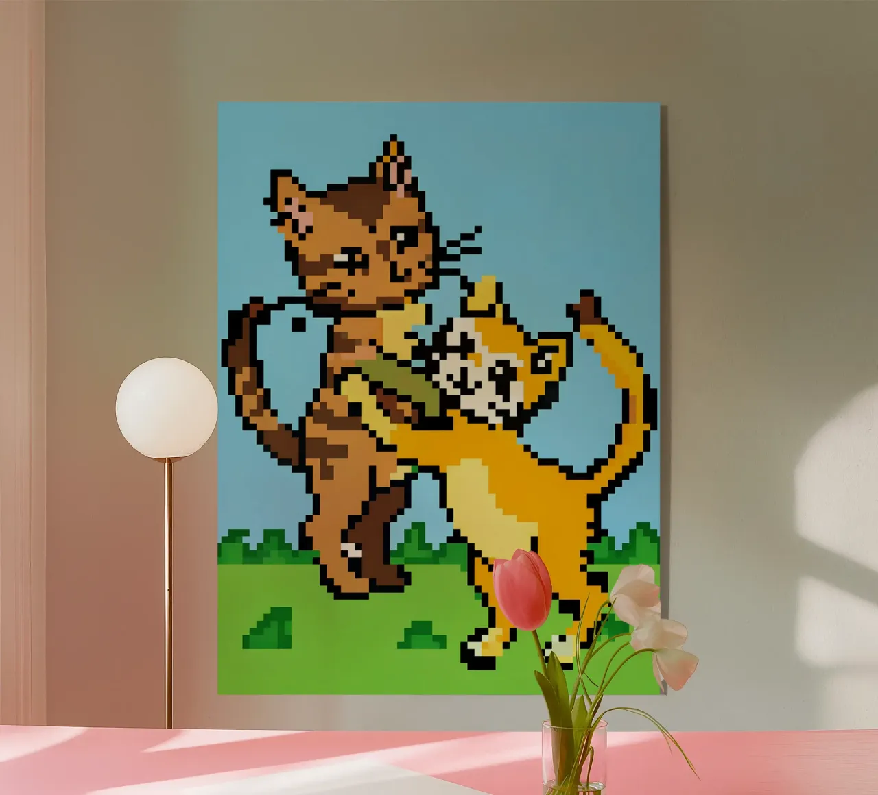 Two Cats Playing acrylic glass by DOG AND CAT