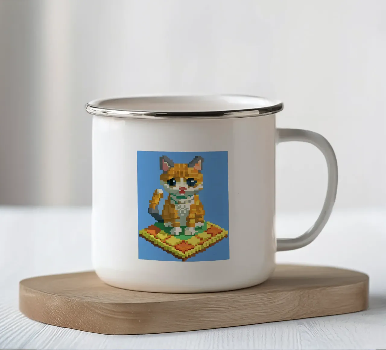 Un simpatico gatto arancione tazza in smalto da DOG AND CAT