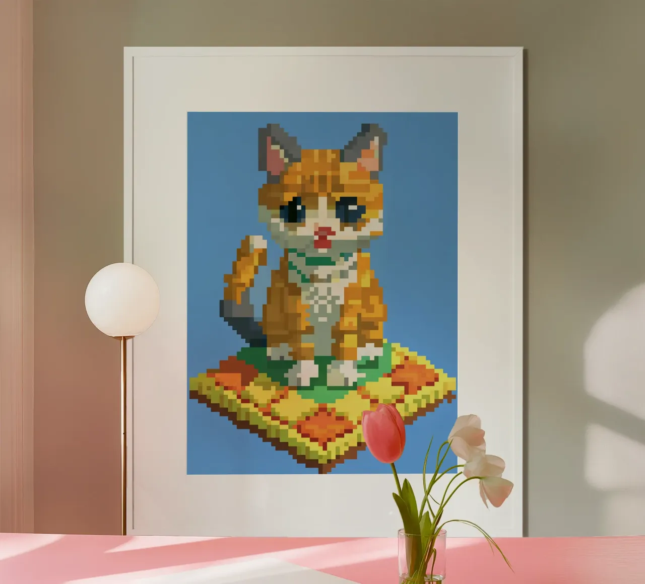 Un simpatico gatto arancione poster con telaio in alluminio da DOG AND CAT