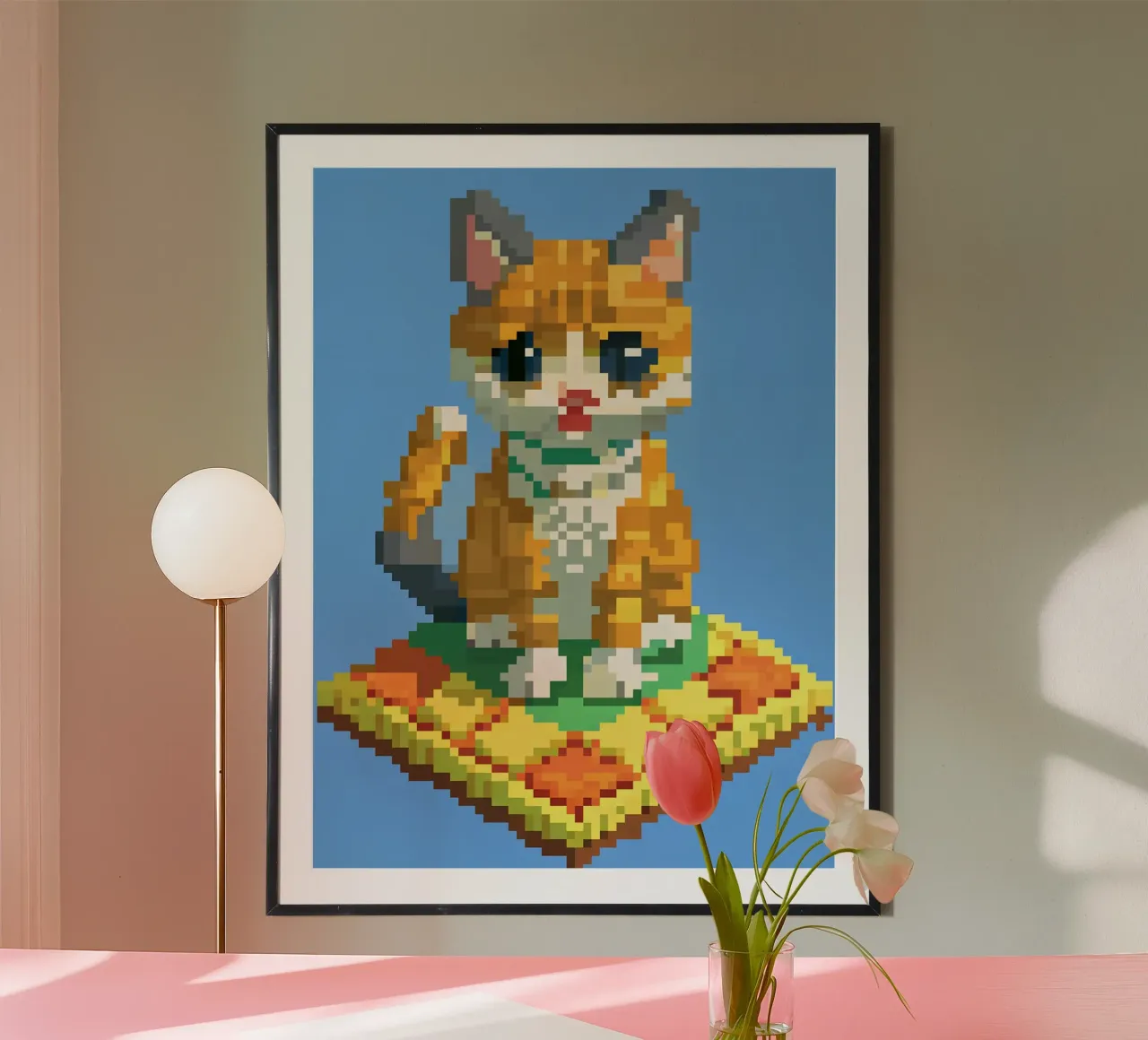 Un simpatico gatto arancione poster con telaio in alluminio da DOG AND CAT