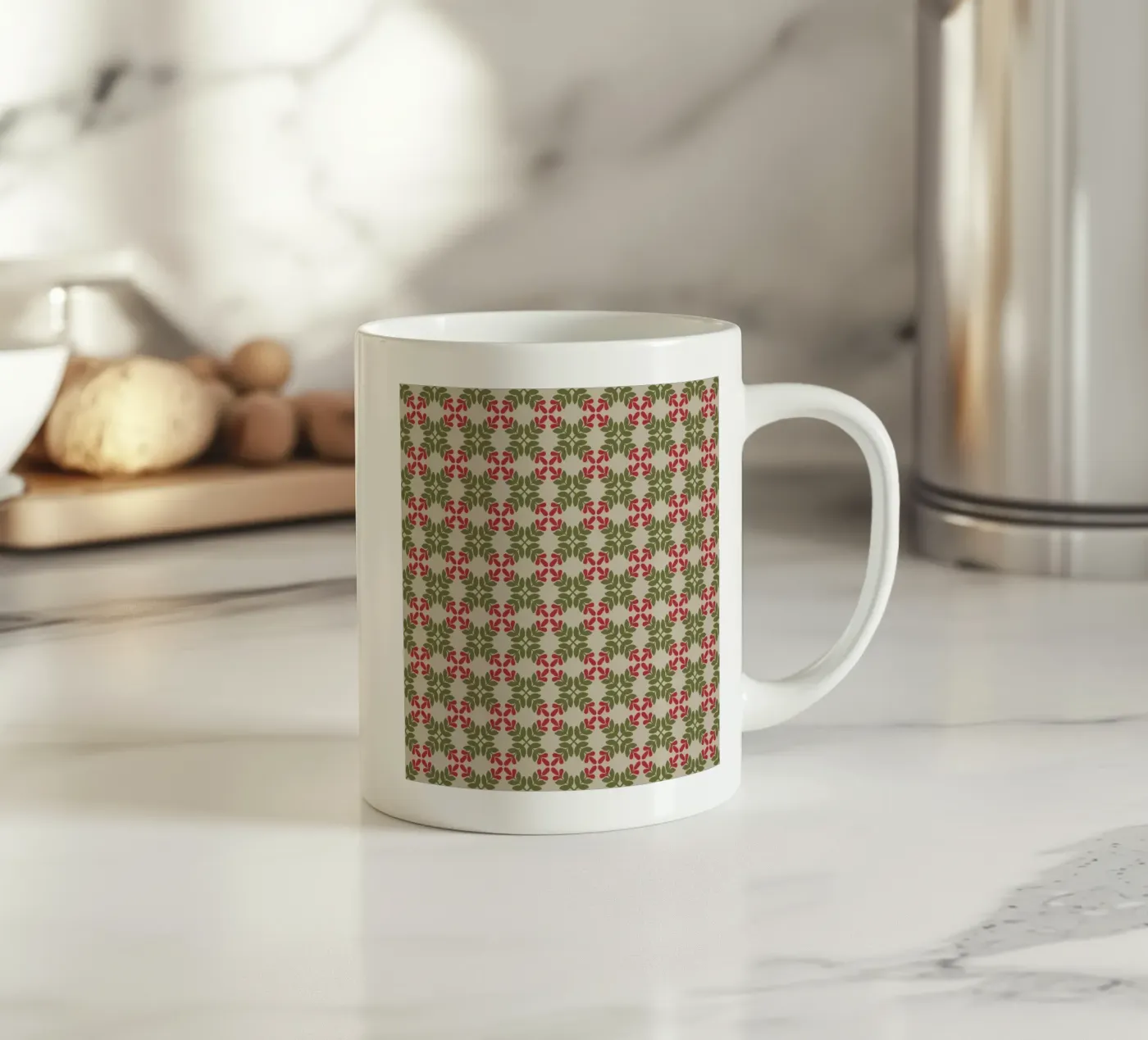 Boho leaf pattern ceramic mug by Little Dean