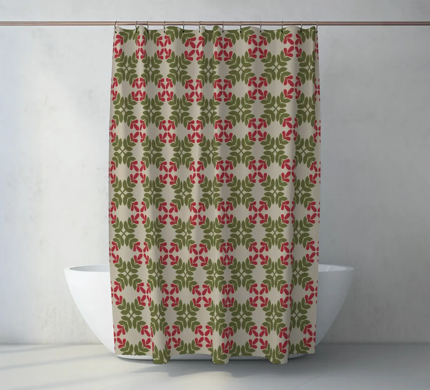 Boho leaf pattern shower curtain by Little Dean