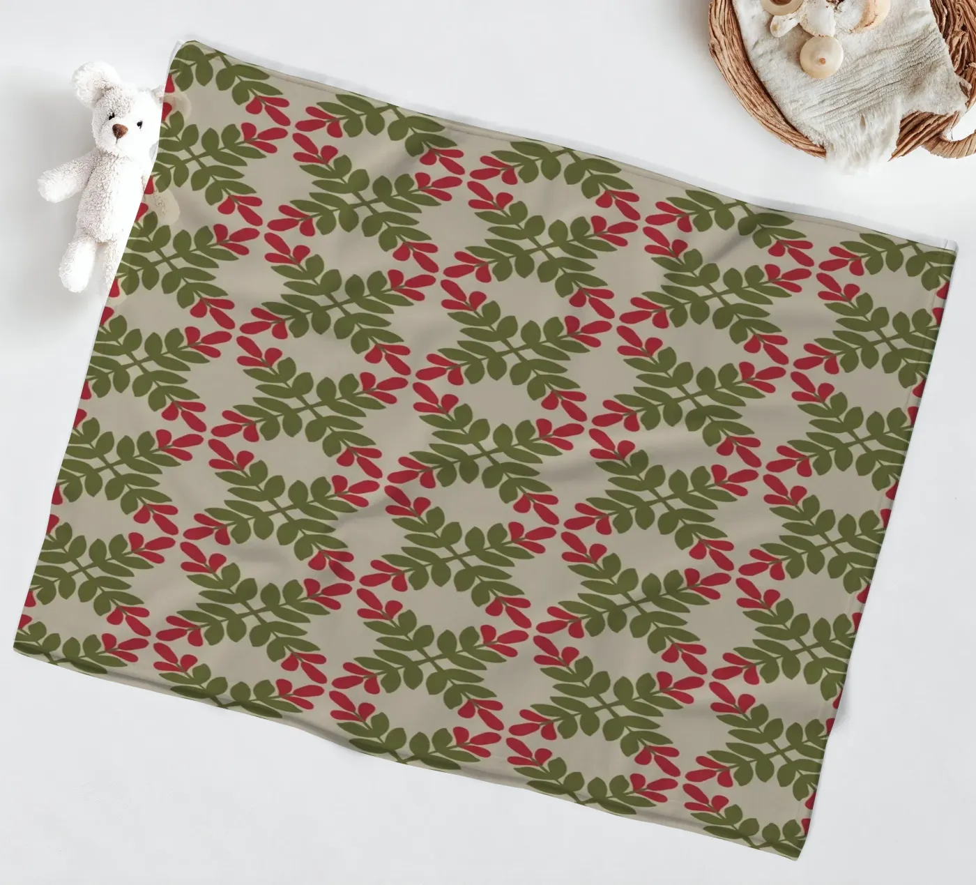 Boho leaf pattern plaid polaire de Little Dean