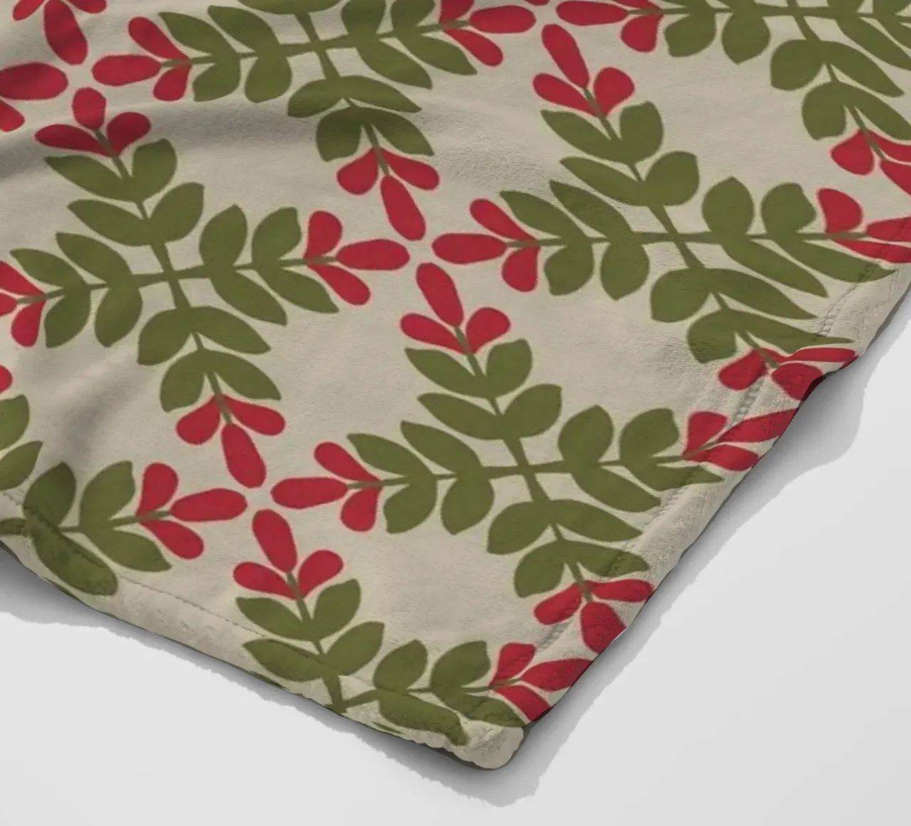Boho leaf pattern fleece blanket by Little Dean