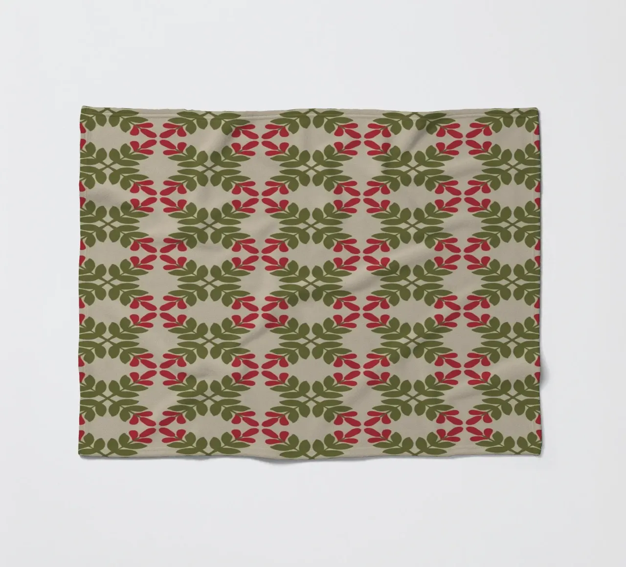 Boho leaf pattern fleece blanket by Little Dean