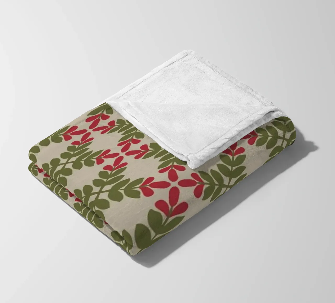 Boho leaf pattern fleece blanket by Little Dean