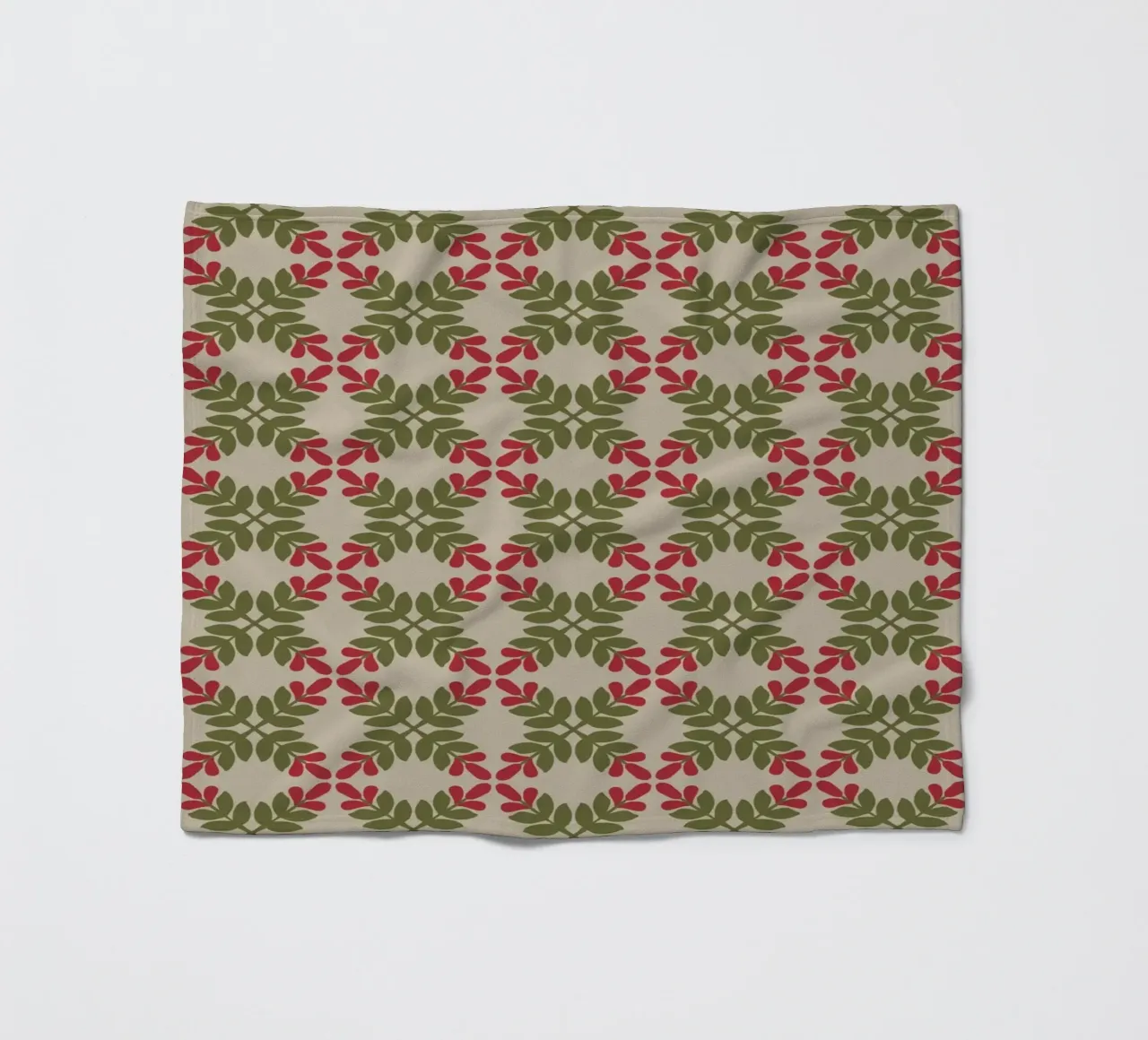 Boho leaf pattern fleece blanket by Little Dean