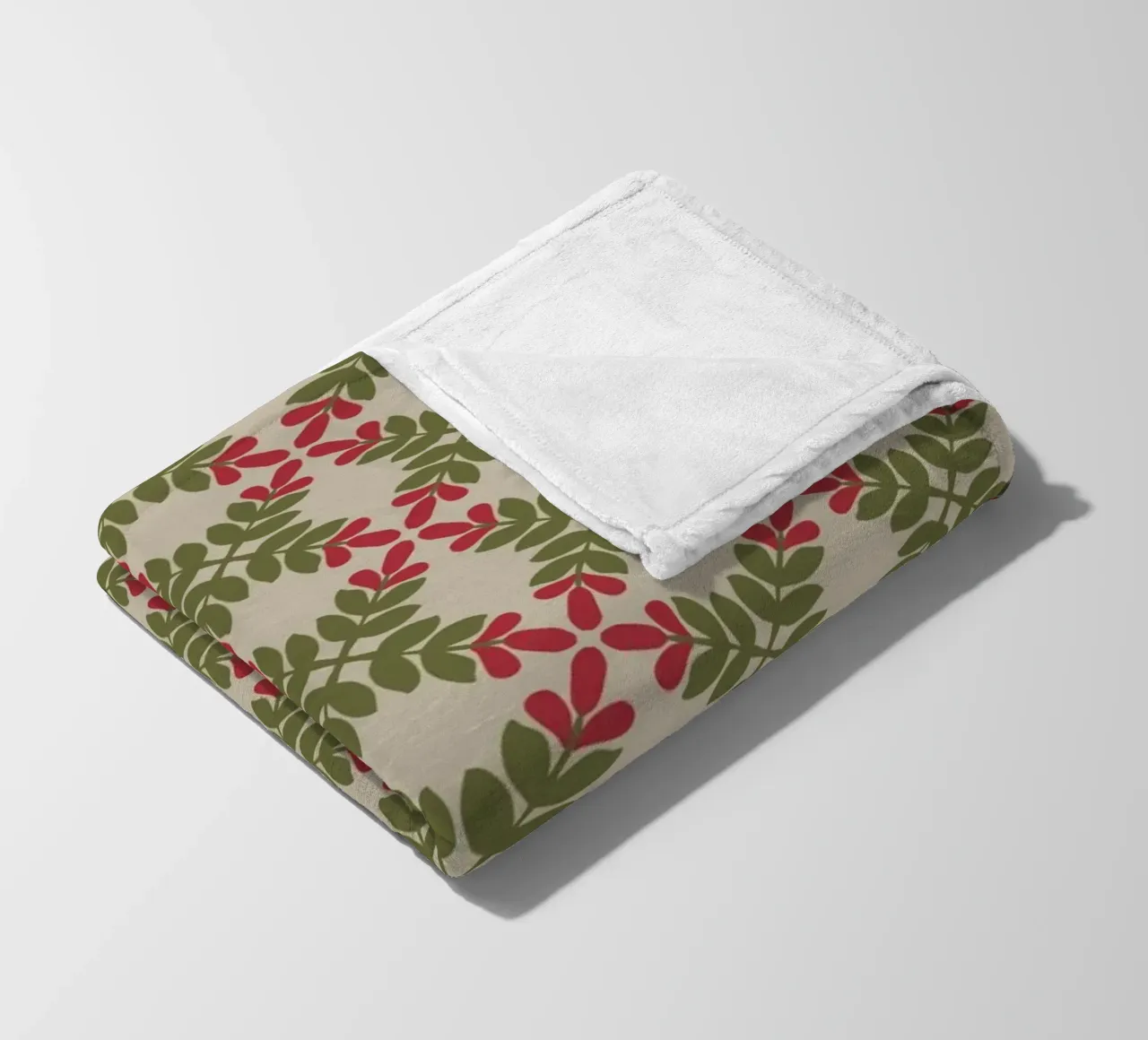 Boho leaf pattern fleece blanket by Little Dean