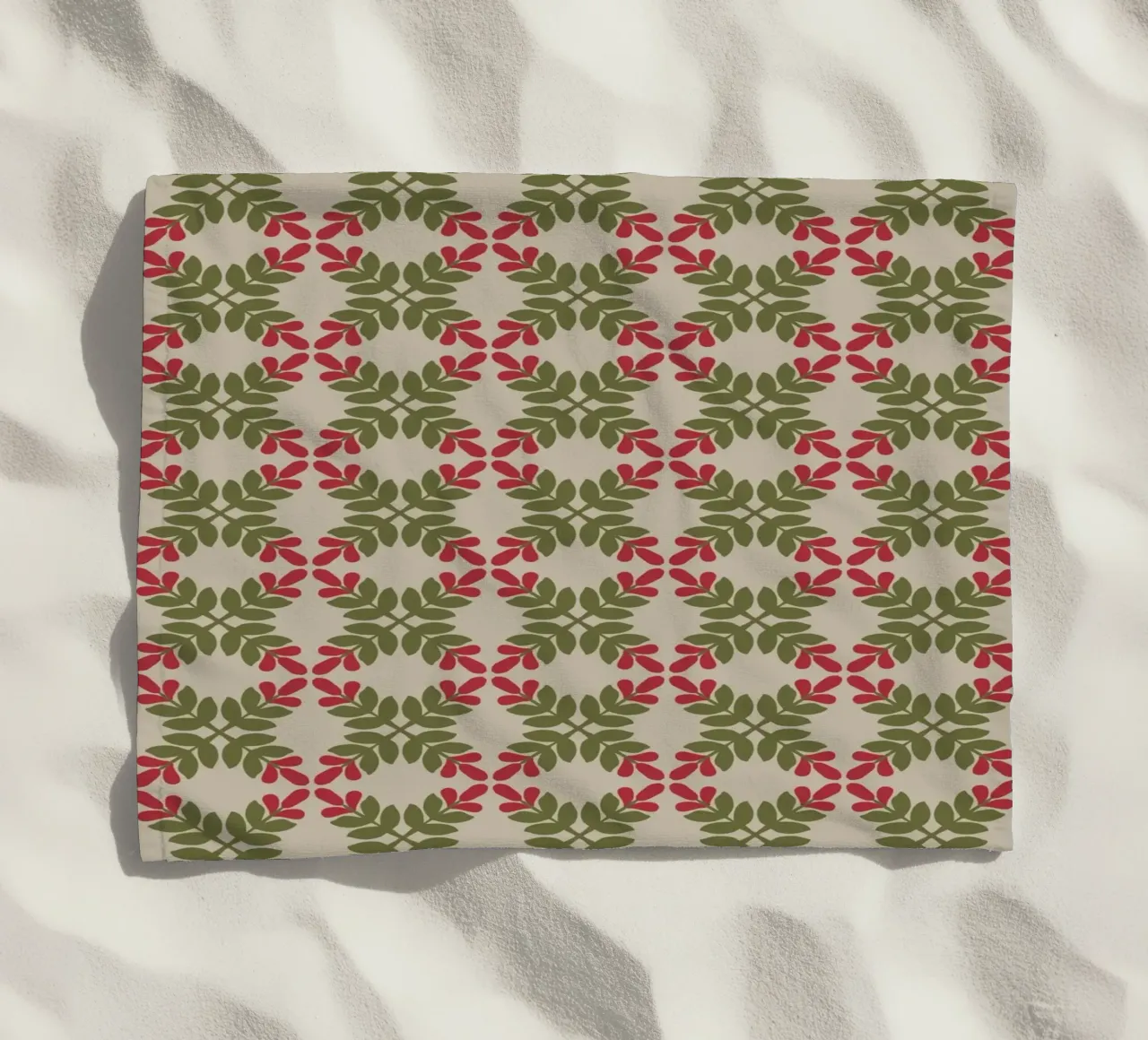 Boho leaf pattern beach towel by Little Dean