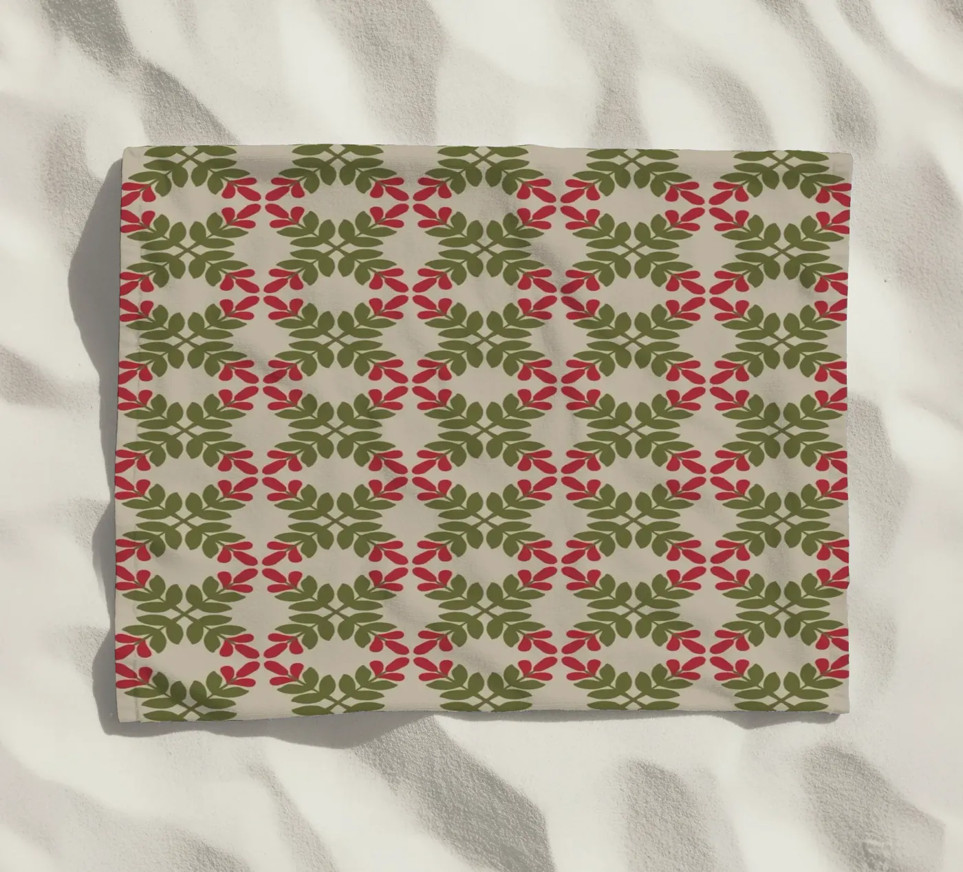 Boho leaf pattern beach towel by Little Dean