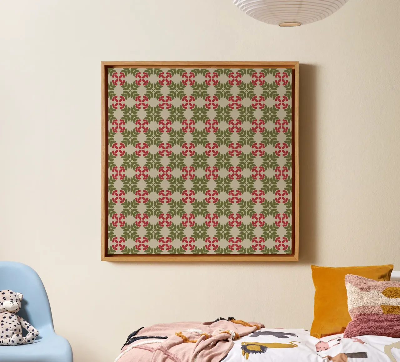 Boho leaf pattern canvas by Little Dean