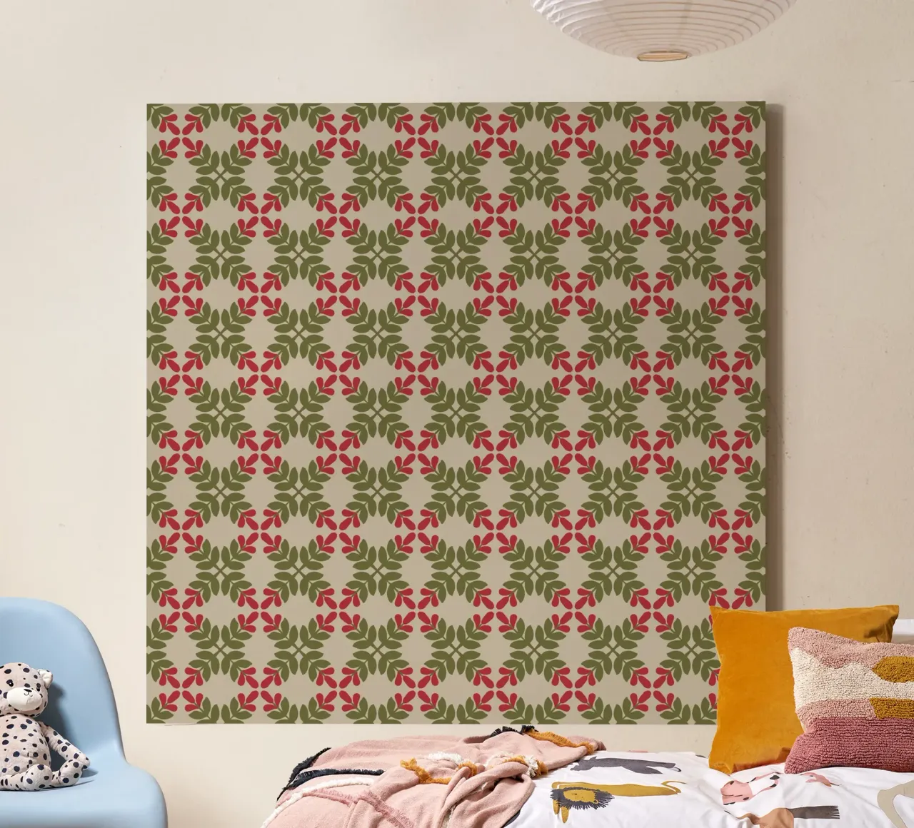 Boho leaf pattern canvas by Little Dean