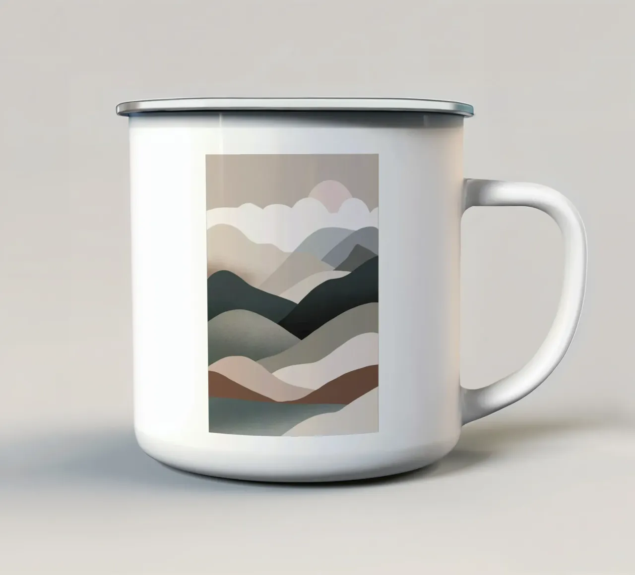 Paesaggio nordico catena montuosa 06 tazza in smalto da Little Dean