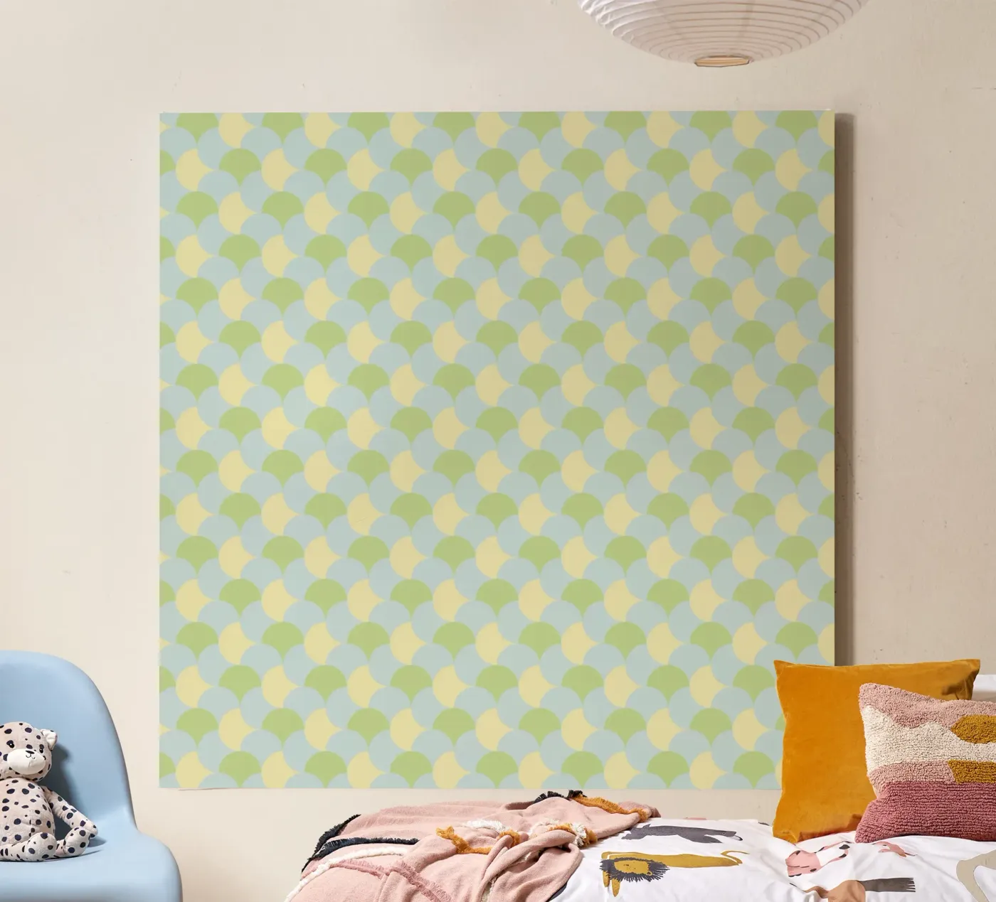 Gingham Green seamless pattern canvas by Little Dean