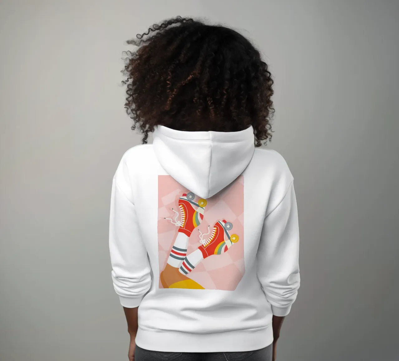 Patines Retro con Piernas Arriba en Cheques Groovy sudadera con capucha de Dominique Vari