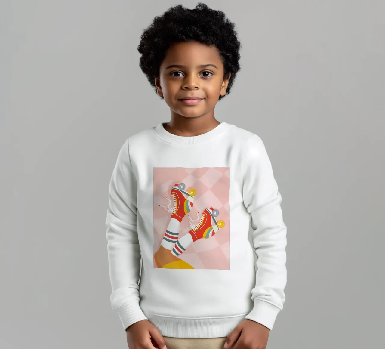 Patines Retro con Piernas Arriba en Cheques Groovy sudadera para niño de Dominique Vari