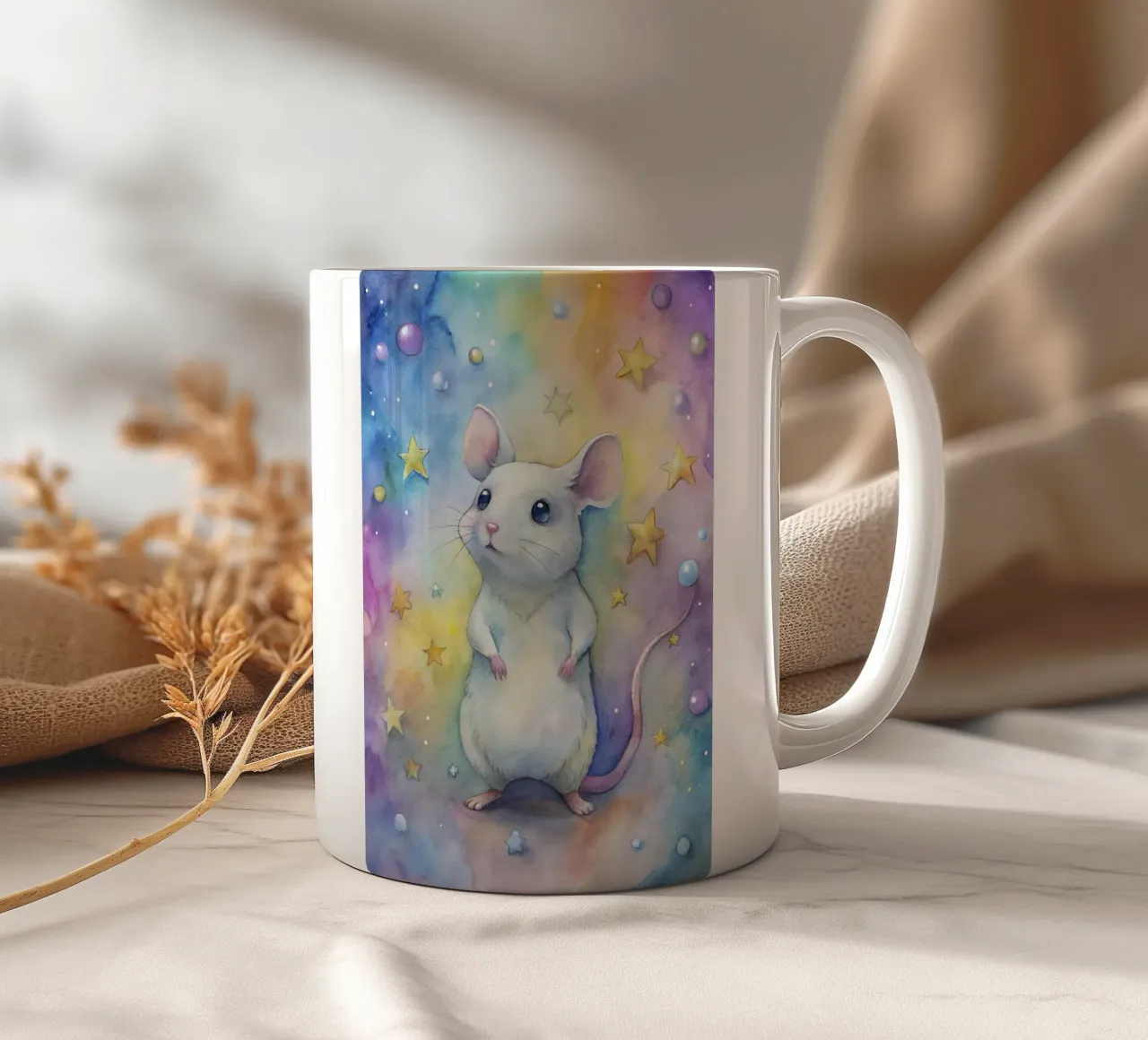 Topo in acquerello tazza in ceramica da ARTVI-SHOP