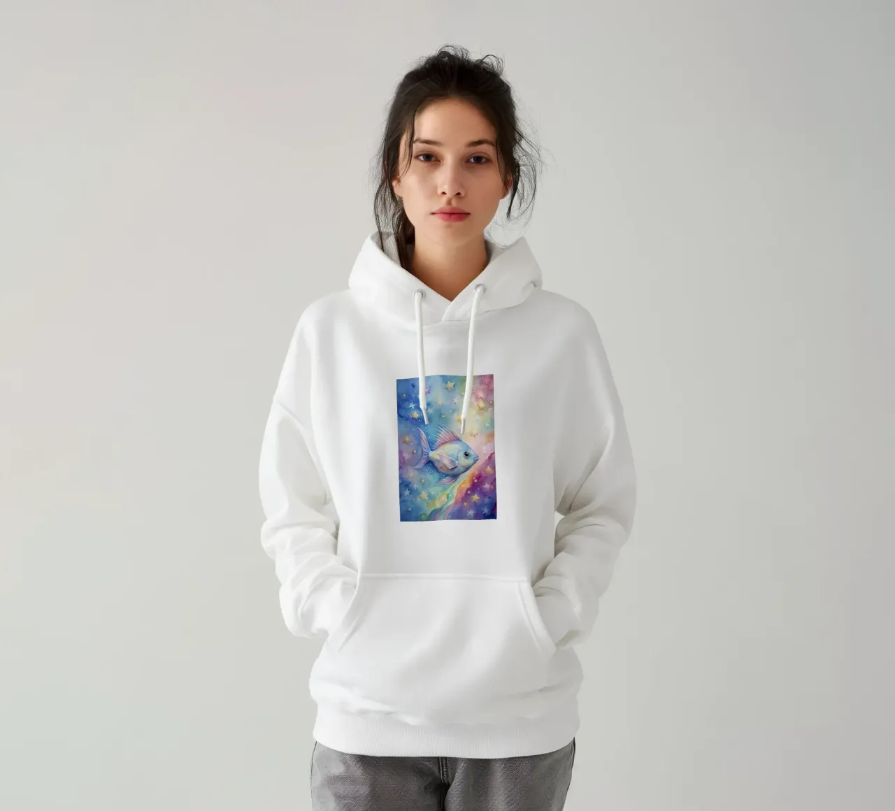 Pesci tropicali in acquerello felpa con cappuccio da 🎁 ARTVI-SHOP