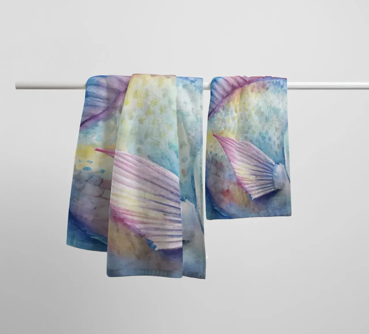 Pesci tropicali in acquerello asciugamano da bagno da 🎁 ARTVI-SHOP