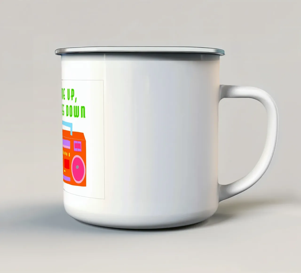 Volume up 2 enamel mug by Limo und Mo