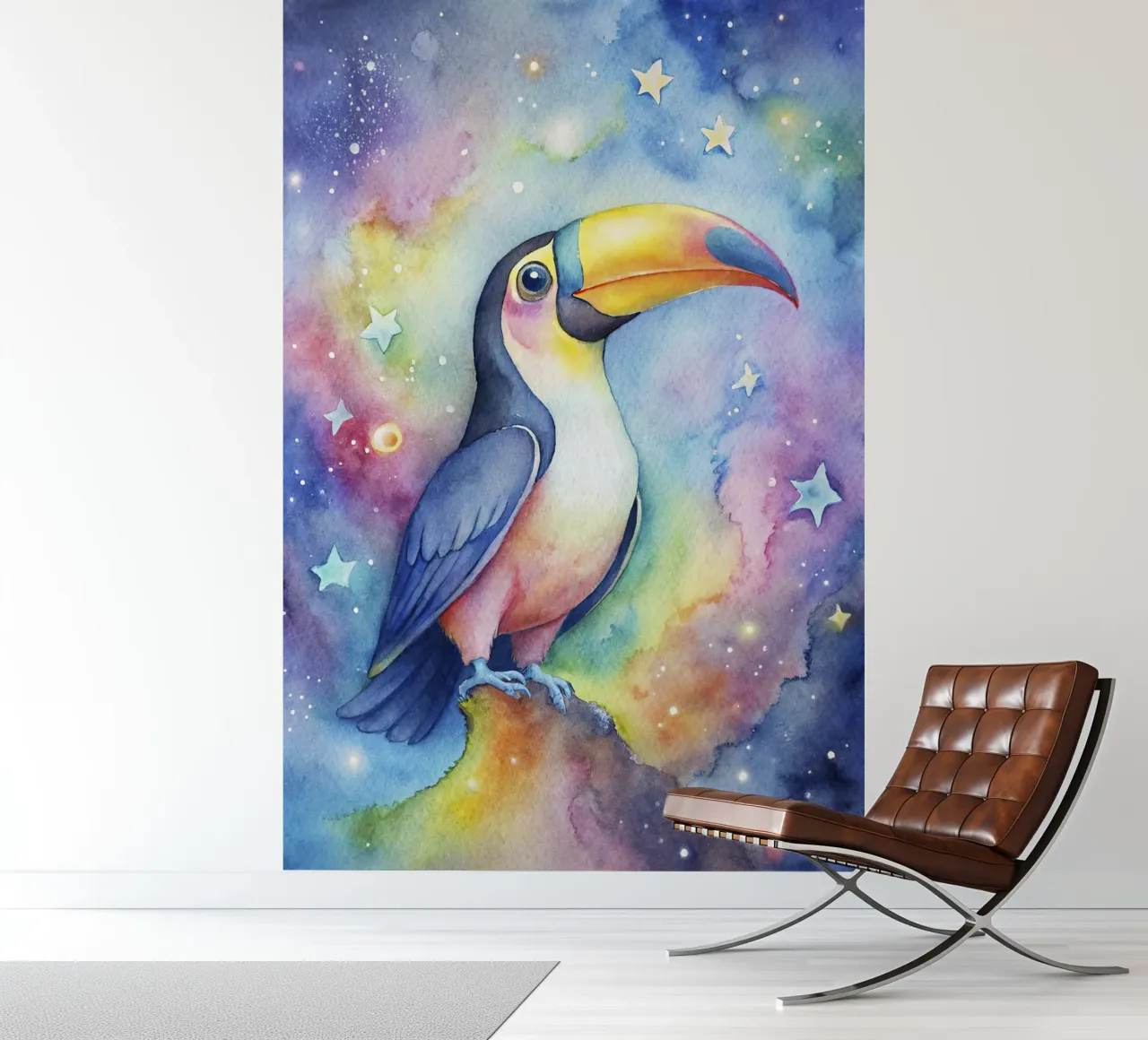 Toekan in aquarel fotobehang van 🎁 ARTVI-SHOP