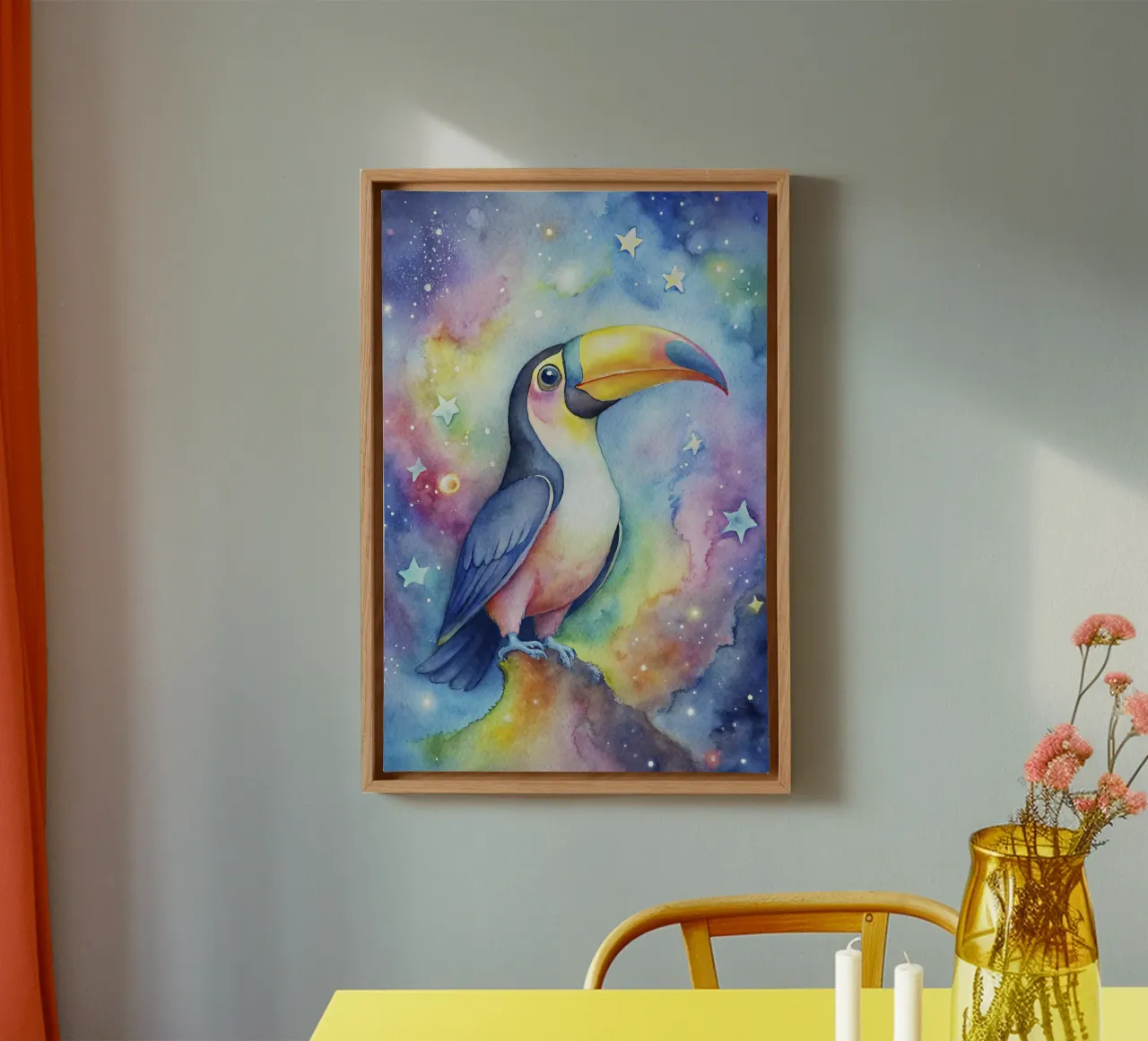 Tukan in Aquarell Leinwand mit Schattenfugenrahmen von 🎁 ARTVI-SHOP
