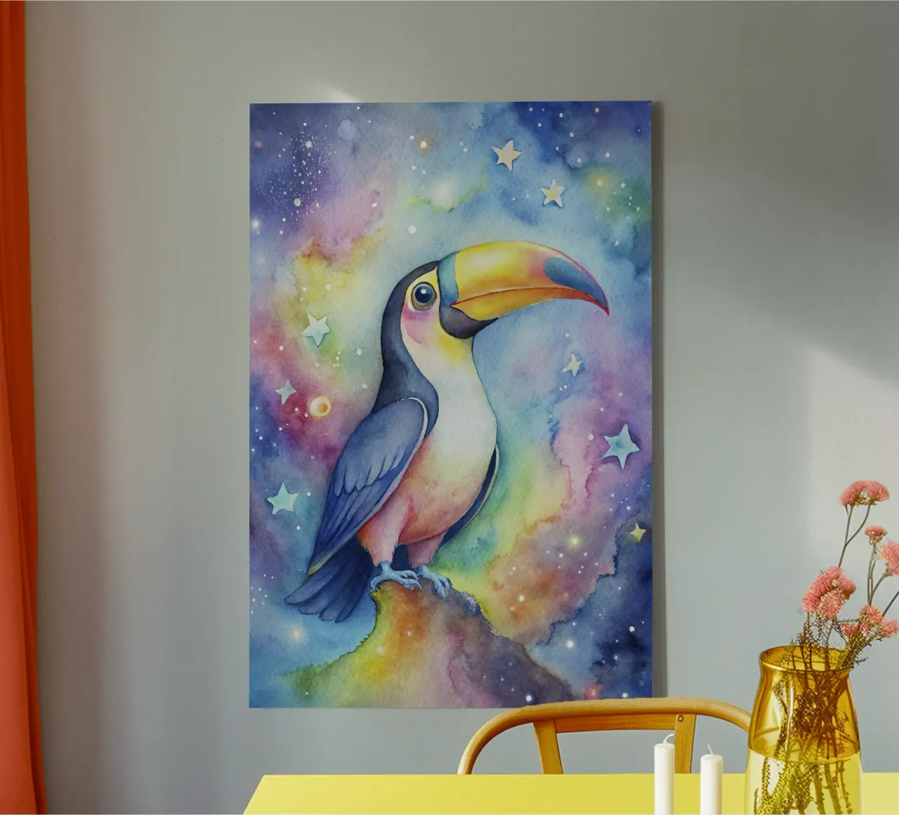 Tukan in Aquarell Leinwand mit Schattenfugenrahmen von 🎁 ARTVI-SHOP