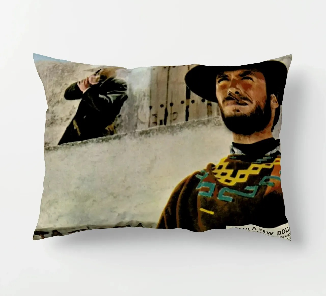 ‘For a Few Dollars More’ Retro Movie Poster decorative cushion by Gallery Print and Art Limited