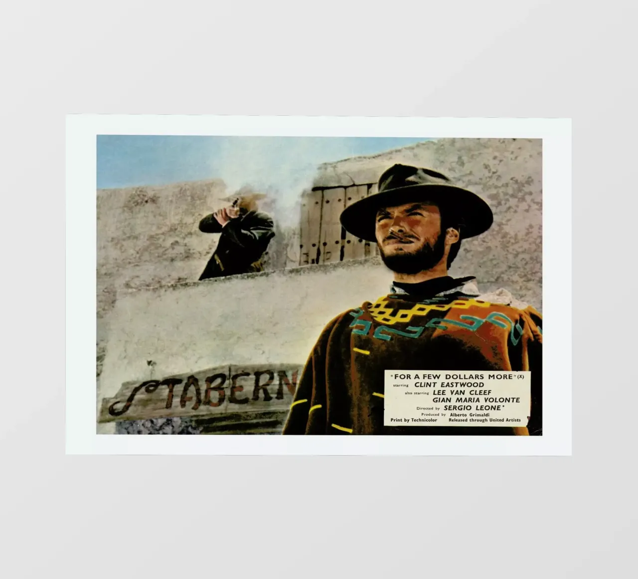 ‘For a Few Dollars More’ Retro Movie Poster pellicola backlit da Gallery Print and Art Limited