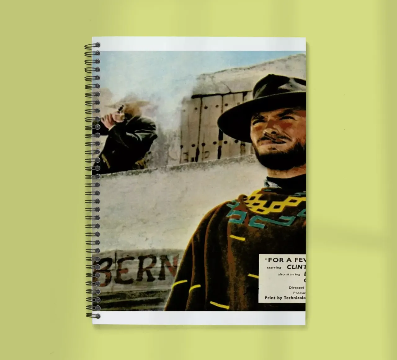 ‘For a Few Dollars More’ Retro Movie Poster spiral notebook by Gallery Print and Art Limited