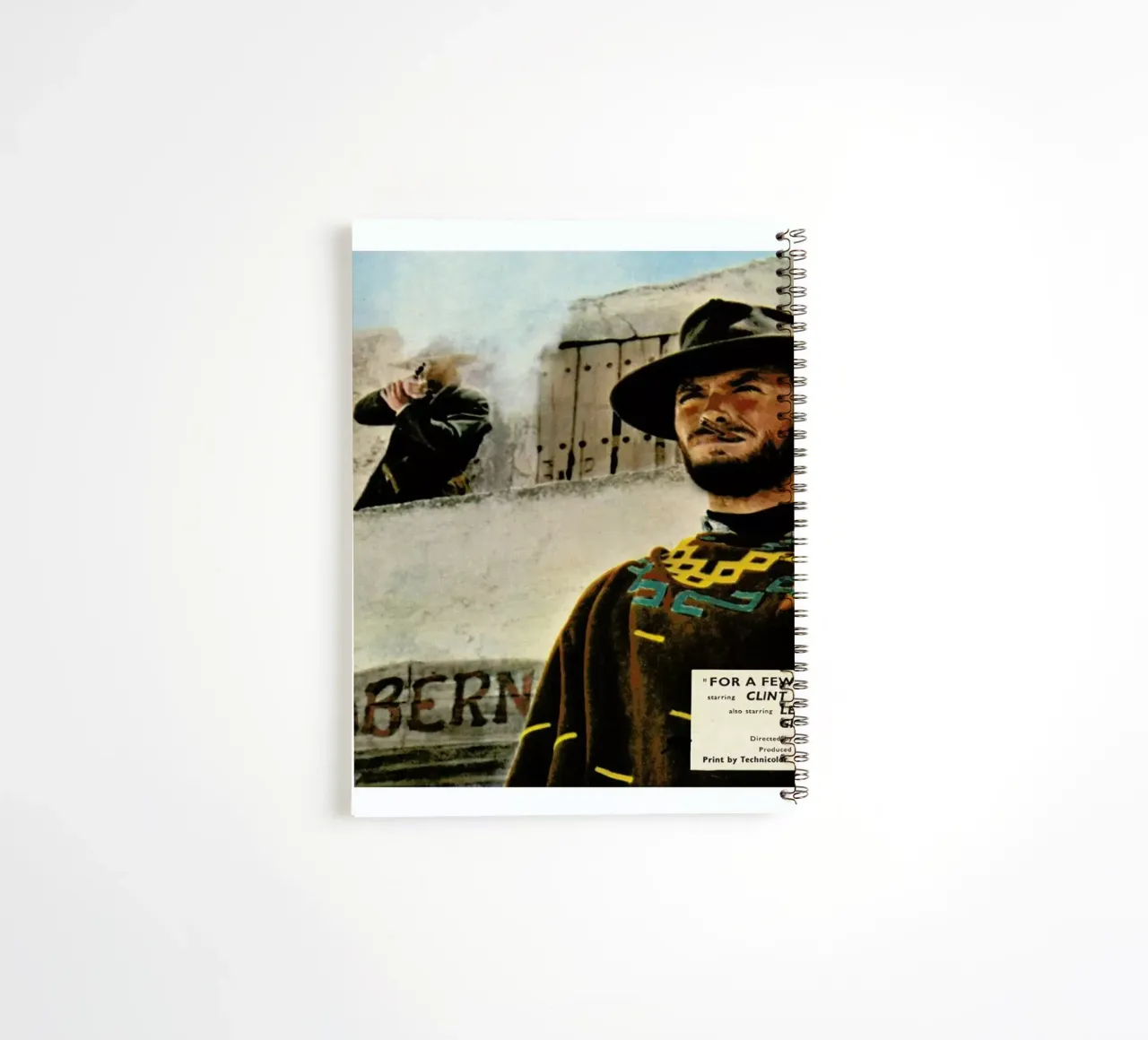 ‘For a Few Dollars More’ Retro Movie Poster spiral notebook by Gallery Print and Art Limited