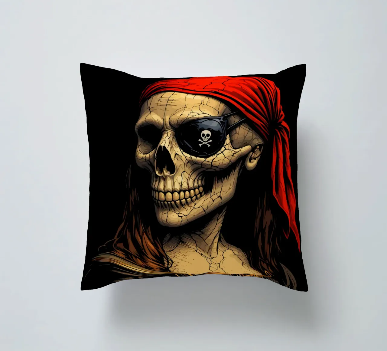 Teschio e ossa incrociate pirata Monna Lisa cuscino da Mohs
