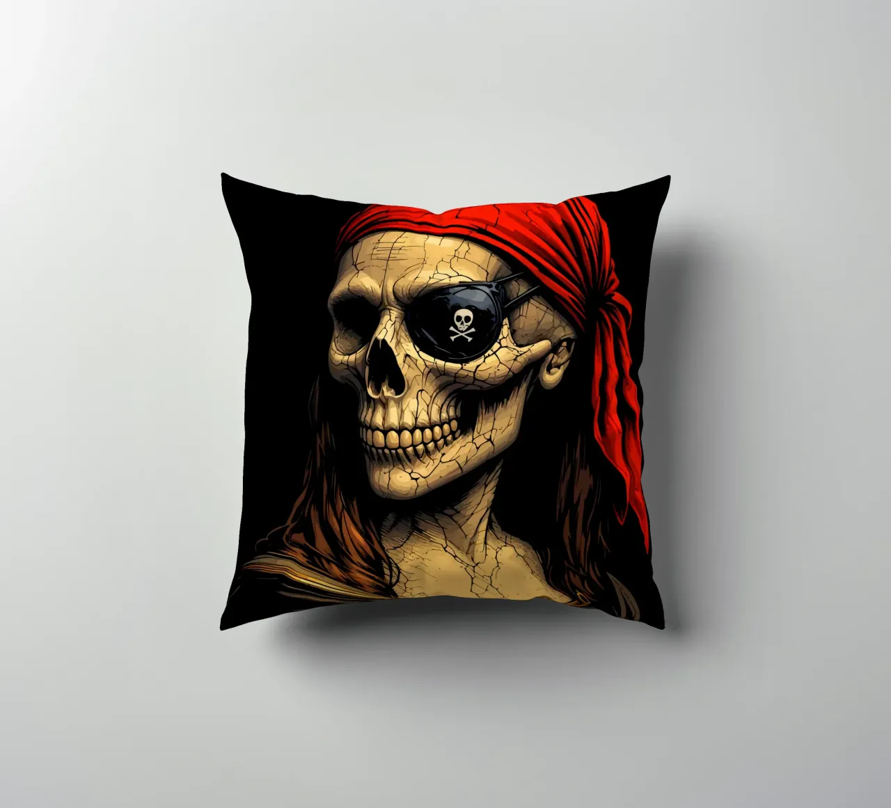 Teschio e ossa incrociate pirata Monna Lisa cuscino da Mohs