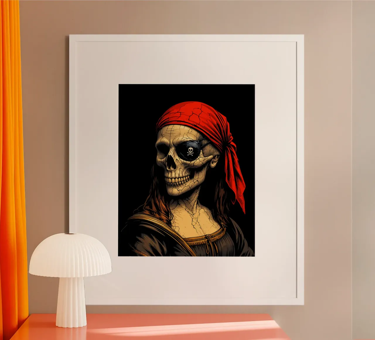 Teschio e ossa incrociate pirata Monna Lisa carta hahnemühle da Mohs