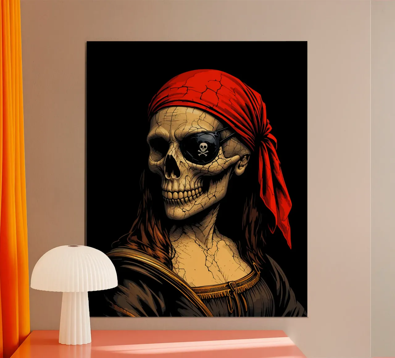 Teschio e ossa incrociate pirata Monna Lisa carta hahnemühle da Mohs