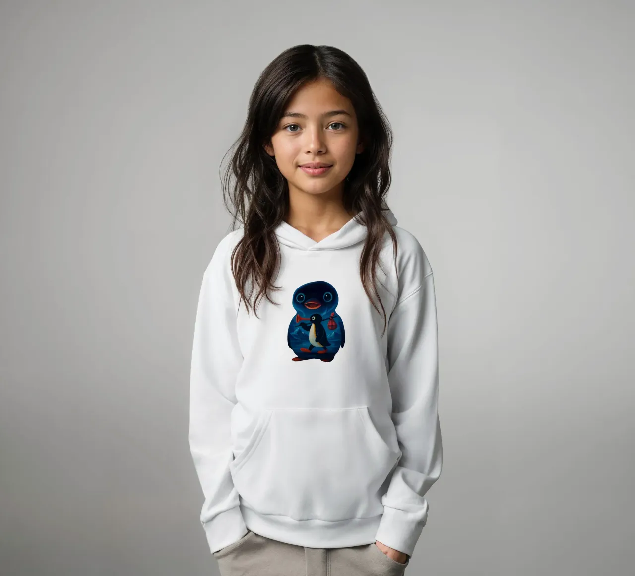 Noot Noot Penguin Art felpa bambino con cappuccio da Lootprint
