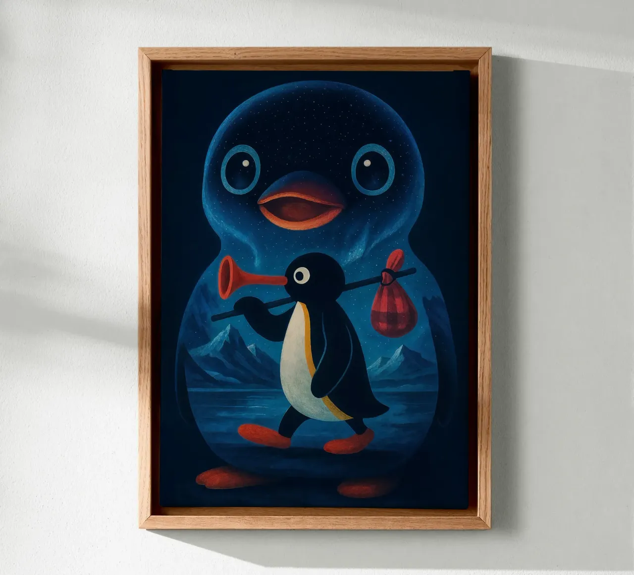 Noot Noot Penguin Art tela con Cornice a cassetta da Lootprint