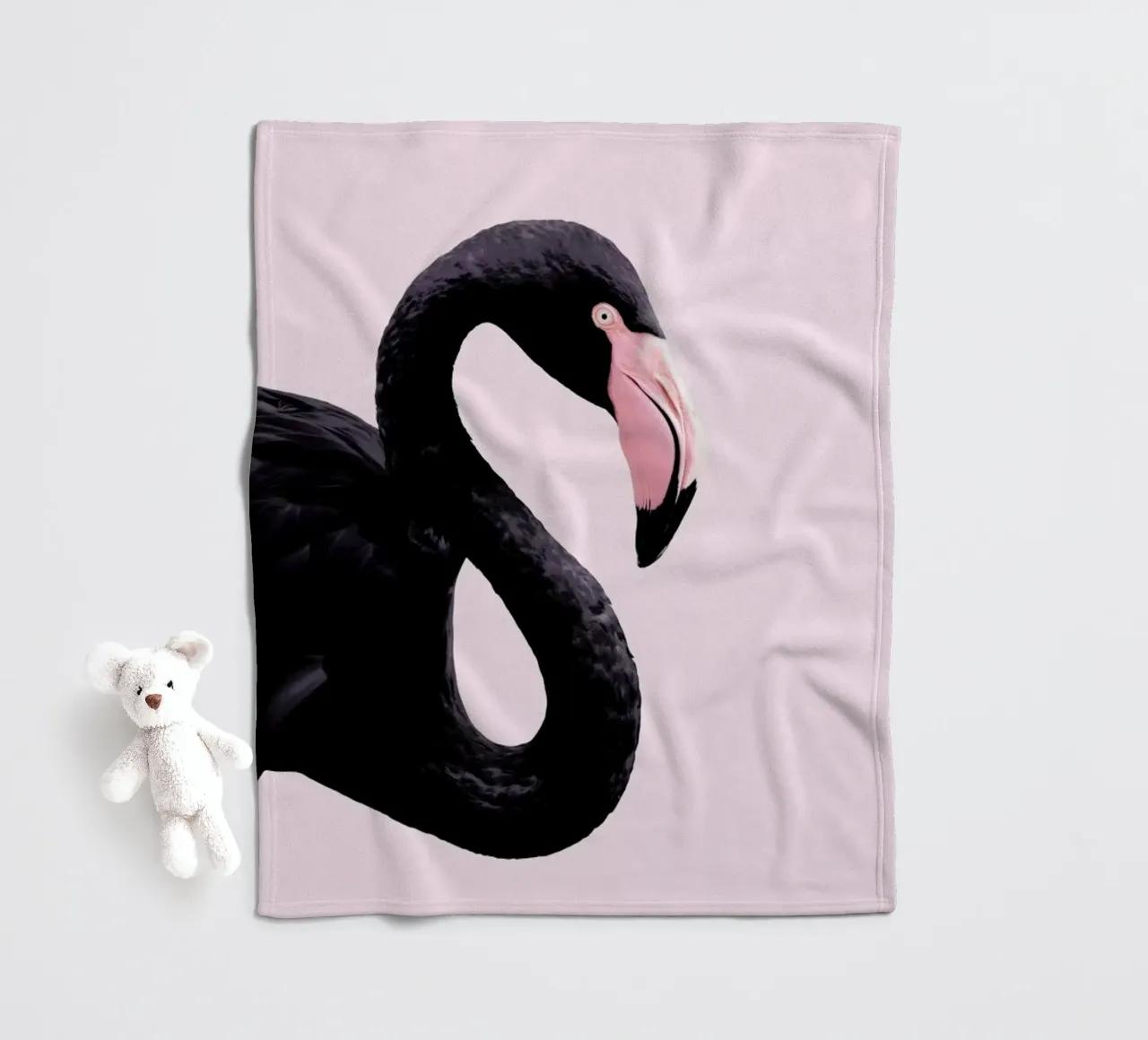Black Flamingo fleece blanket by Paul Fuentes Design
