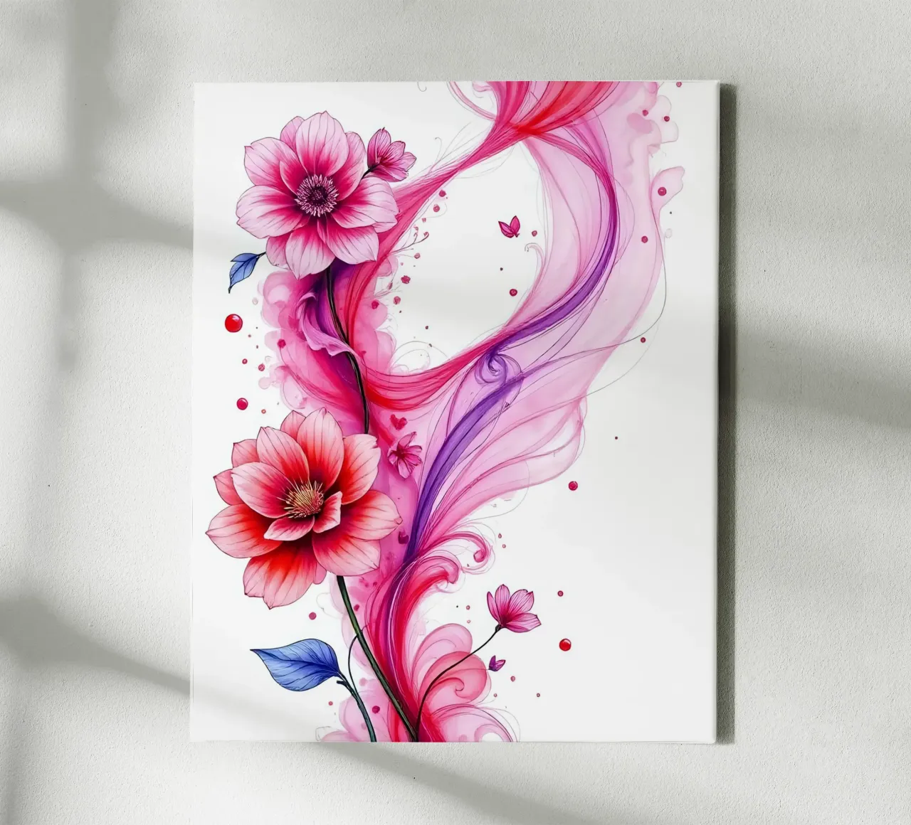 Bloemen/Decor_1 canvas met Baklijst van Pink- und LoveArt by LK