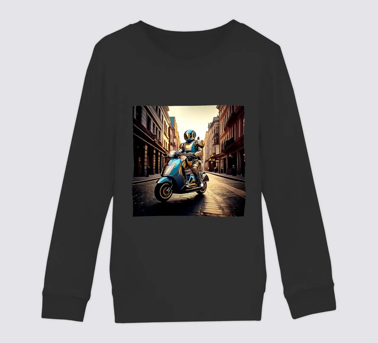 ROBOT EN SCOOTER BLEU. felpa bambino da Thierry vobmann photography