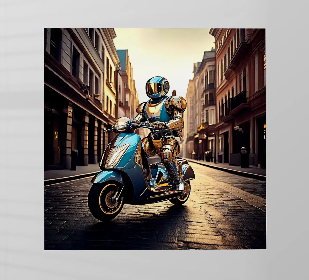 ROBOT EN SCOOTER BLEU. pellicola backlit da Thierry vobmann photography