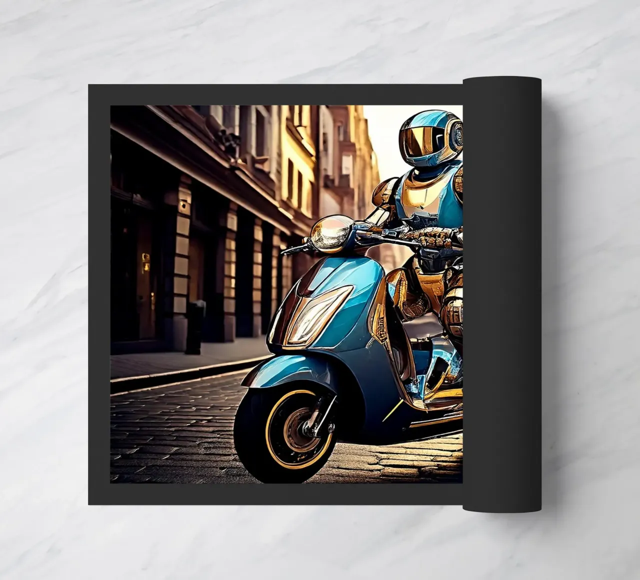 ROBOT EN SCOOTER BLEU. zerbino da Thierry vobmann photography